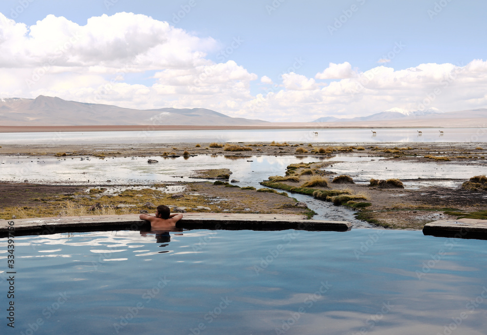 Bath in a hot pool in Uyuni, Bolivia Bath in a hot pool in Uyuni, Bolivia