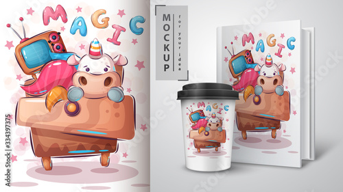 Fantasy unicorn poster and merchandising