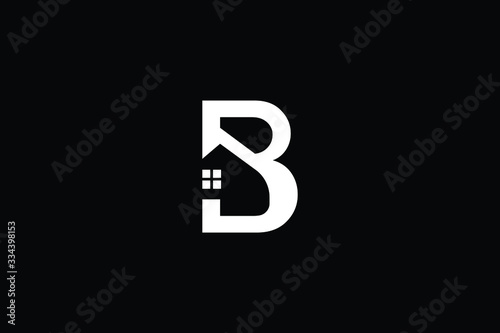 Logo design of B in vector for construction, home, real estate, building, property. Minimal awesome trendy professional logo design template on black background.