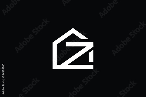 Logo design of Z in vector for construction, home, real estate, building, property. Minimal awesome trendy professional logo design template on black background.