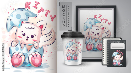 Teddy cat poster and merchandising