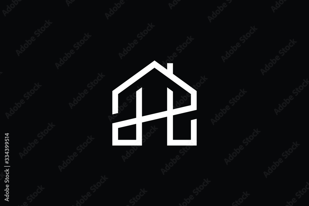 Logo design of Z ZH HZ in vector for construction, home, real estate, building, property. Minimal awesome trendy professional logo design template on black background.