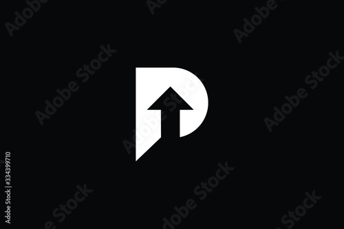 Logo design of P in vector for construction, home, real estate, building, property. Minimal awesome trendy professional logo design template on black background.