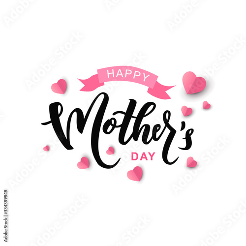 Happy Mother’s day hand lettering text. Good for the holiday of mom, vector illustration. Typography. Card, poster, banner, invitation, postcard.
