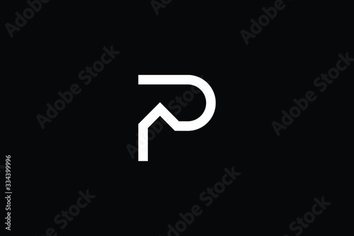 Logo design of P in vector for construction, home, real estate, building, property. Minimal awesome trendy professional logo design template on black background.