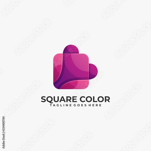 Vector Logo Illustration Abstract Square Gradient Colorful Style.