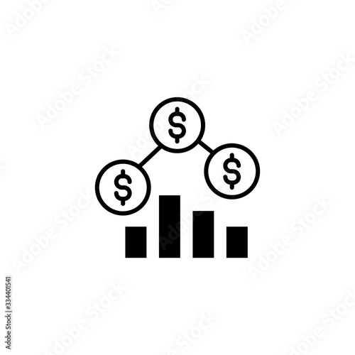 Money icon. Payment system. Coins and Dollar cent symbol isolated on white background. Flat design style. Business concept icon. - Vector illustration
