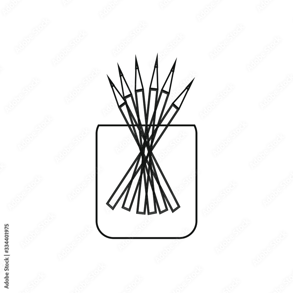 wooden color pencils on white background