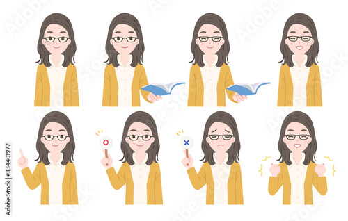 女性教師のポーズセット