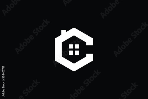 Logo design of C in vector for construction, home, real estate, building, property. Minimal awesome trendy professional logo design template on black background.