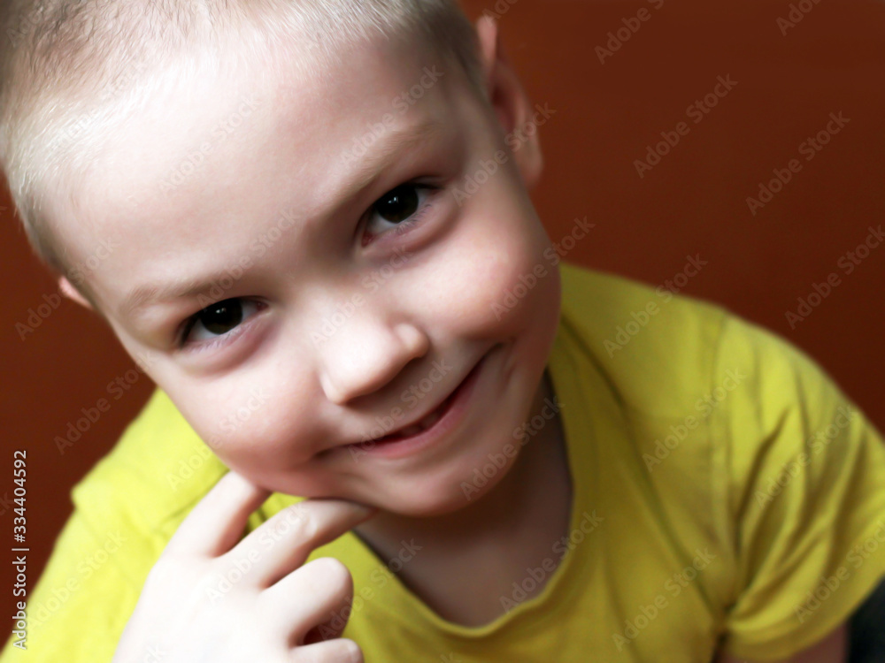 Happy 6 years old baby boy. Kid is smiling, grinning. Happy 6 years old baby boy. Kid is smiling, grinning.