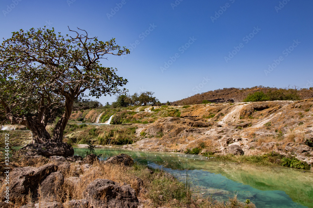 River Waterfall and pond in Wadi Darbat near Salalah River Waterfall and pond in Wadi Darbat near Salalah