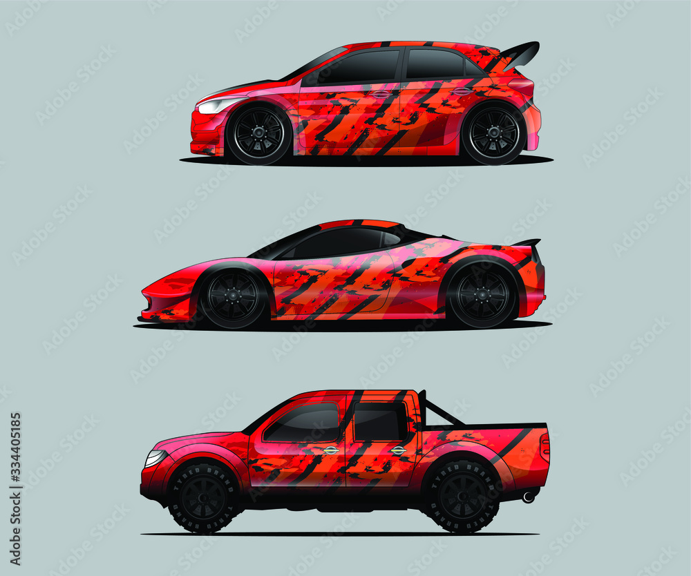 Car decal graphic wrap vector pack, abstract background