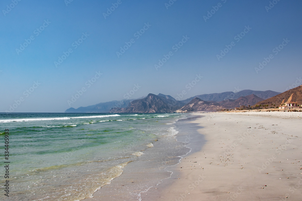 View of Mughsail beach near salalah in Oman