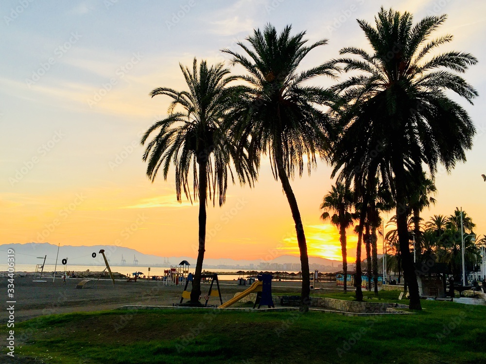 Obraz premium sunset spain malaga