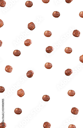 Chocolate rice balls. Close-up. Isolated on white.