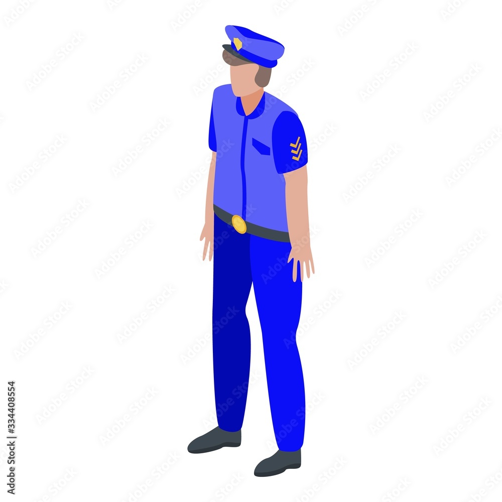 Police patrolman icon. Isometric of police patrolman vector icon for web design isolated on white background Police patrolman icon. Isometric of police patrolman vector icon for web design isolated on white background
