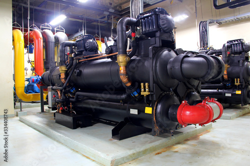 Insulated black rubber for chiller because old black rubber insulation deterioration.Blurred on background.New Insulated black rubber.