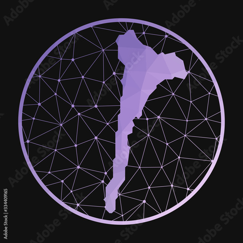 Ko Samet icon. Vector polygonal map of the island. Ko Samet icon in geometric style. The island map with purple low poly gradient on dark background.