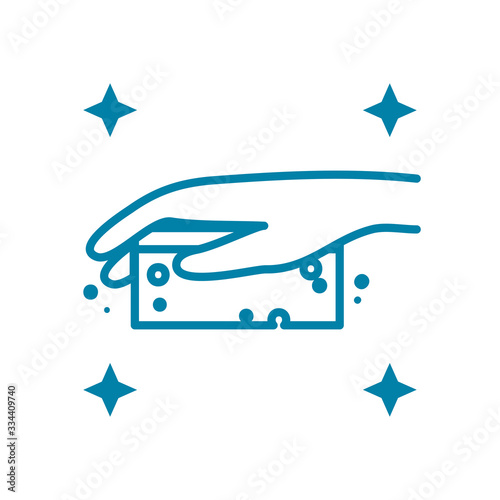 hand with wash scrub icon, line style