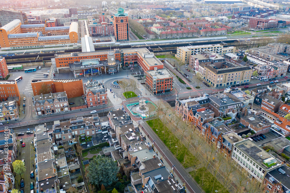 The train station of Den Bosch seen from above