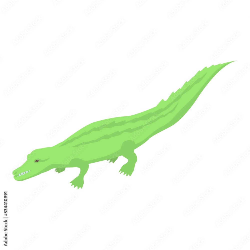 Zoo green crocodile icon. Isometric of zoo green crocodile vector icon for web design isolated on white background Zoo green crocodile icon. Isometric of zoo green crocodile vector icon for web design isolated on white background