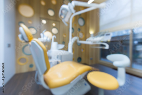 Blurred chair for children in dentistry room