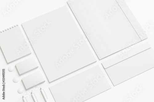 Blank branding stationery set isolated on white as template for identity design presentation