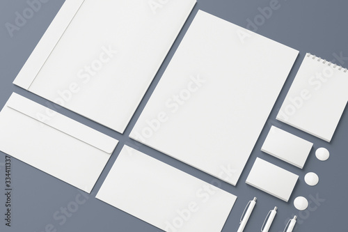 Blank branding stationery set isolated on grey as template for identity design presentation
