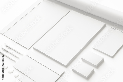 Blank branding stationery set isolated on white as template for identity design presentation