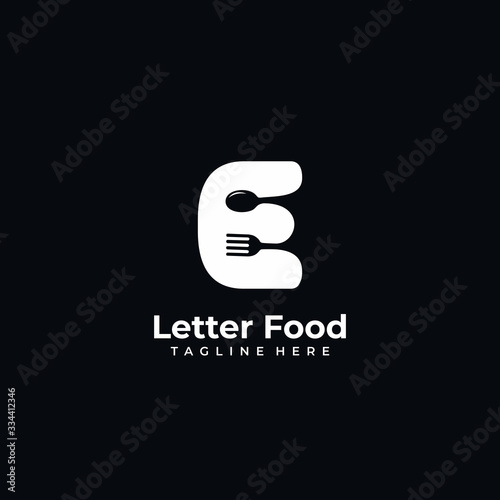 Letter E Food Logo Vector Icon