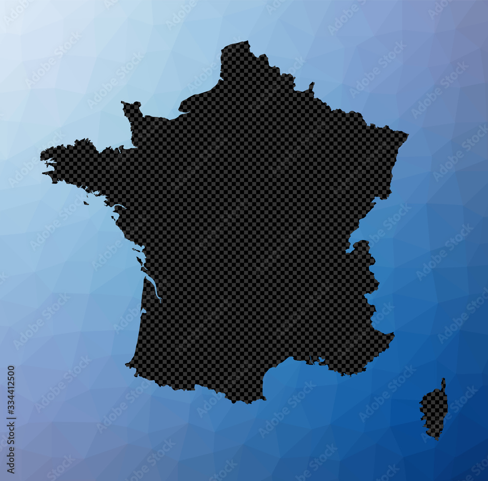 France geometric map. Stencil shape of France in low poly style. Powerful country vector illustration.
