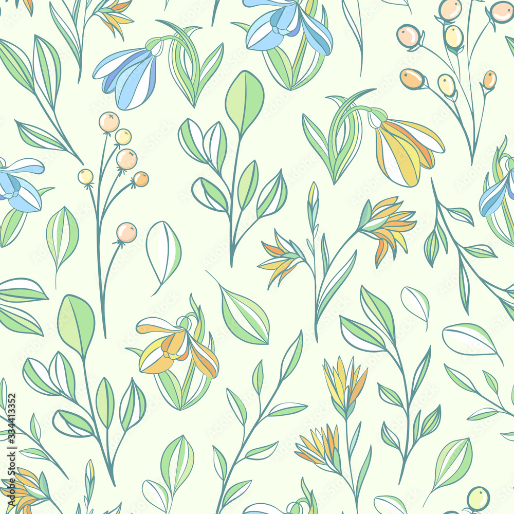 Seamless pattern with meadow flowers. Scandinavian style Seamless pattern with meadow flowers. Scandinavian style