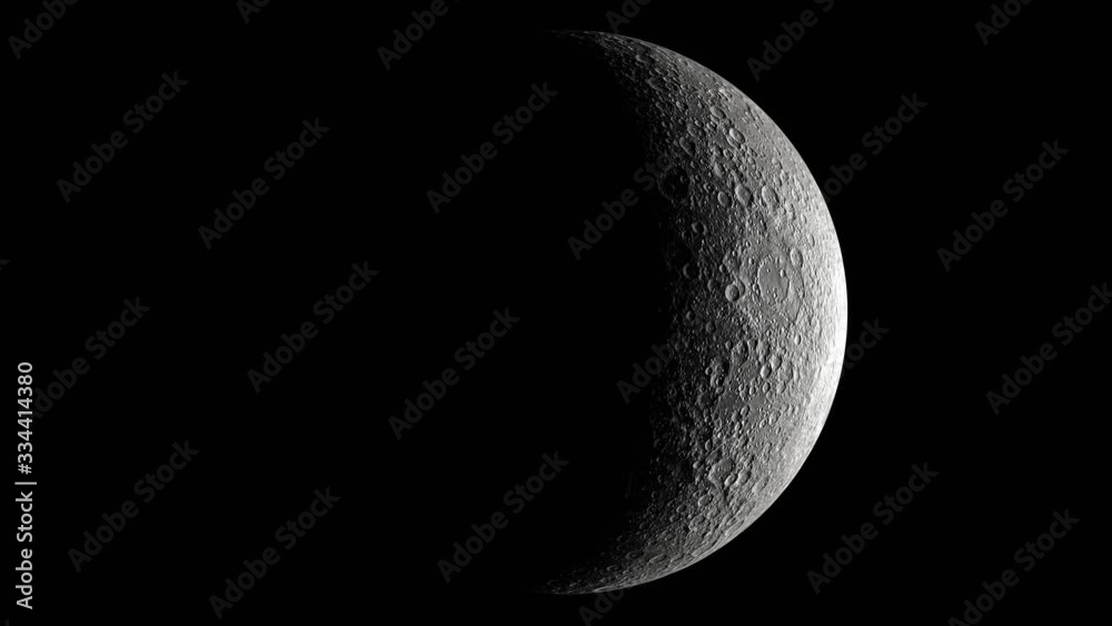 Seamless animation of moon phases, the sun and moon rotating together