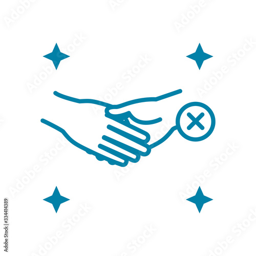 forbidden to shake hands symbol icon, line style