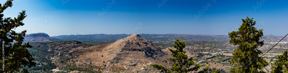 panorama of mountains lindos Greece 
