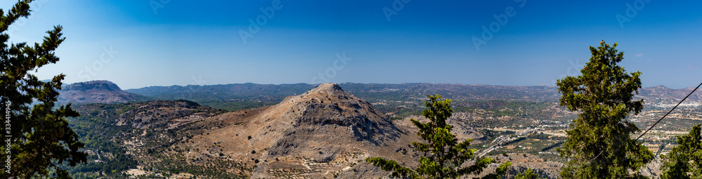 panorama of mountains lindos Greece panorama of mountains lindos Greece