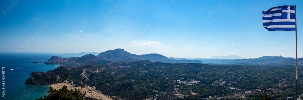 view of mountains sea lindos panorama of mountains lindos Greece 
