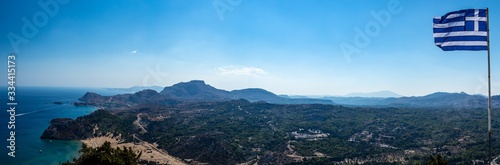 view of mountains sea lindos panorama of mountains lindos Greece 