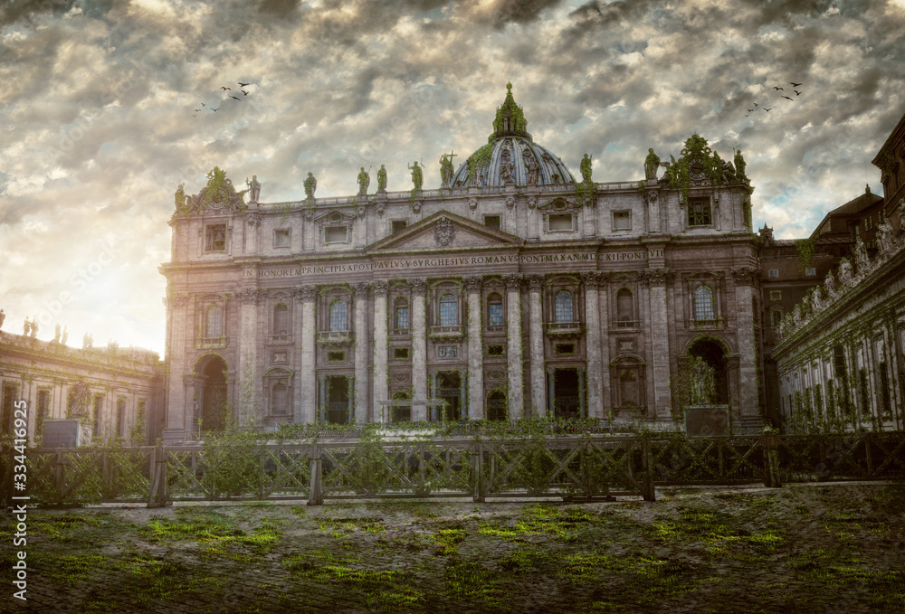 Weeds and greenery taking over the Vatican City
