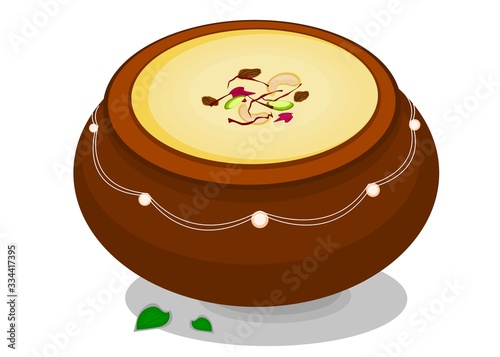 Rabri or Rabdi indian Sweet Dish Food Vector