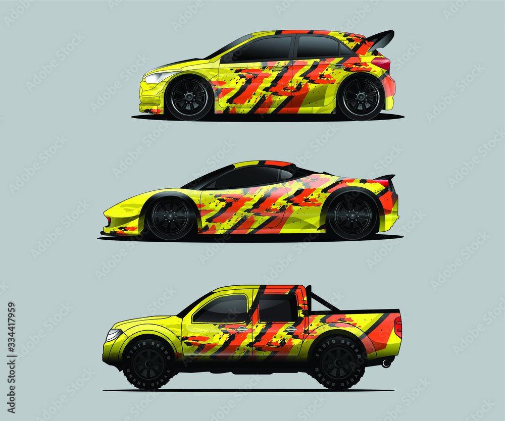 Fototapeta premium Car decal graphic wrap vector pack, abstract background