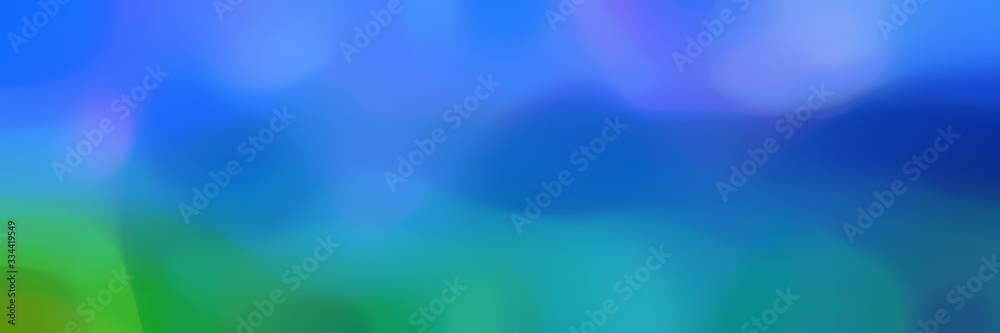 soft unfocused horizontal banner background with royal blue, sea green and teal colors space for text or image - obrazy, fototapety, plakaty 