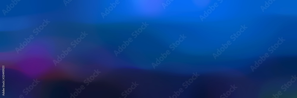 smooth iridescent horizontal banner background bokeh graphic with midnight blue, strong blue and very dark blue colors and space for text or image