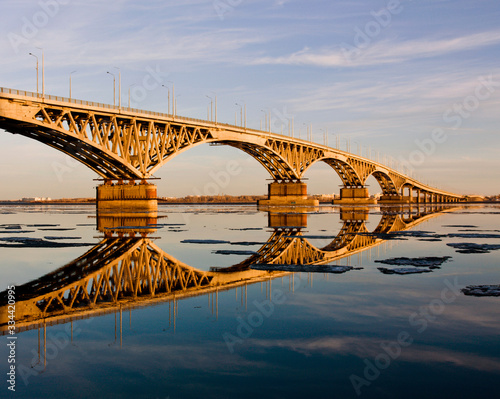 bridge reflected in the river