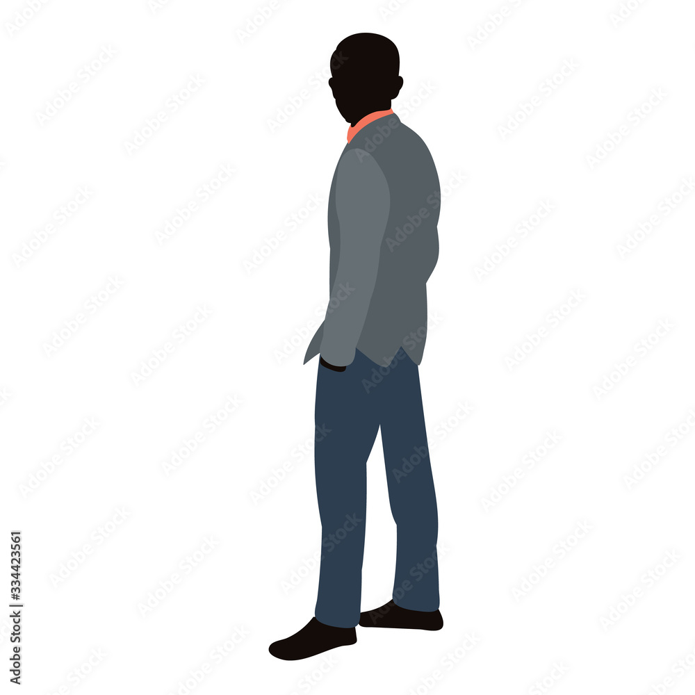 silhouette in colored clothes a man stands with his back silhouette in colored clothes a man stands with his back