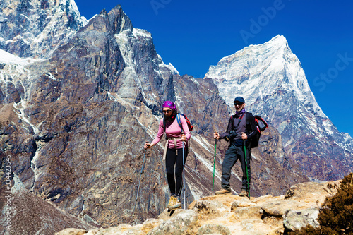Trekking in Himalayas mountains