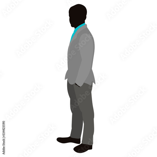 silhouette in colored clothes a man stands with his back