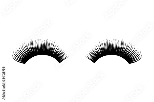 Eyelash long and thick. Mascara extension illustration. False lash logo. Vector icon design. Fashion