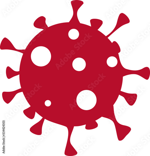 Red coronavirus with white elements on a white background isolated	